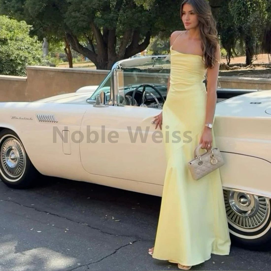 

Halter Satin Mermaid Evening Dresses Sexy Floor-Length Prom Gowns Customize