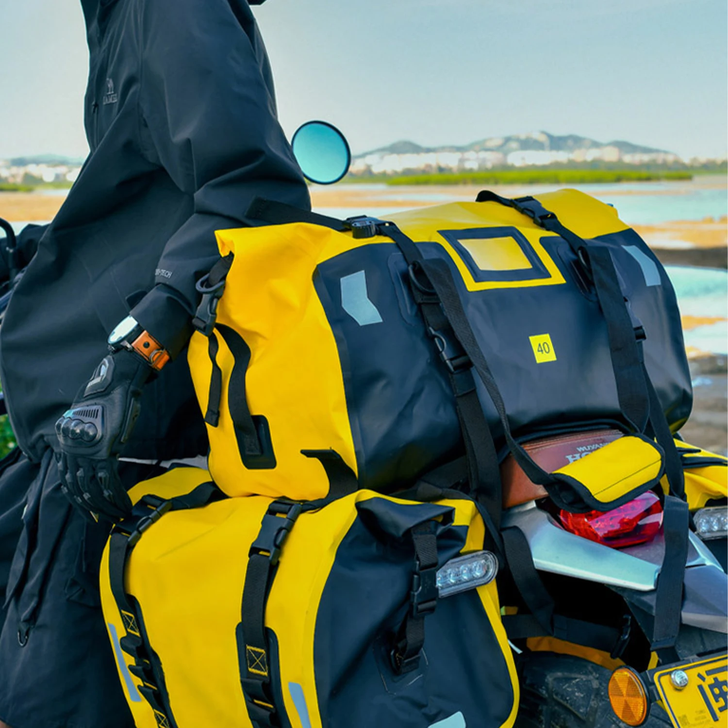 40L/66L 防水オートバイテールバッグ多機能耐久性のあるリアオートバイシートバッグ大容量オートバイバッグ