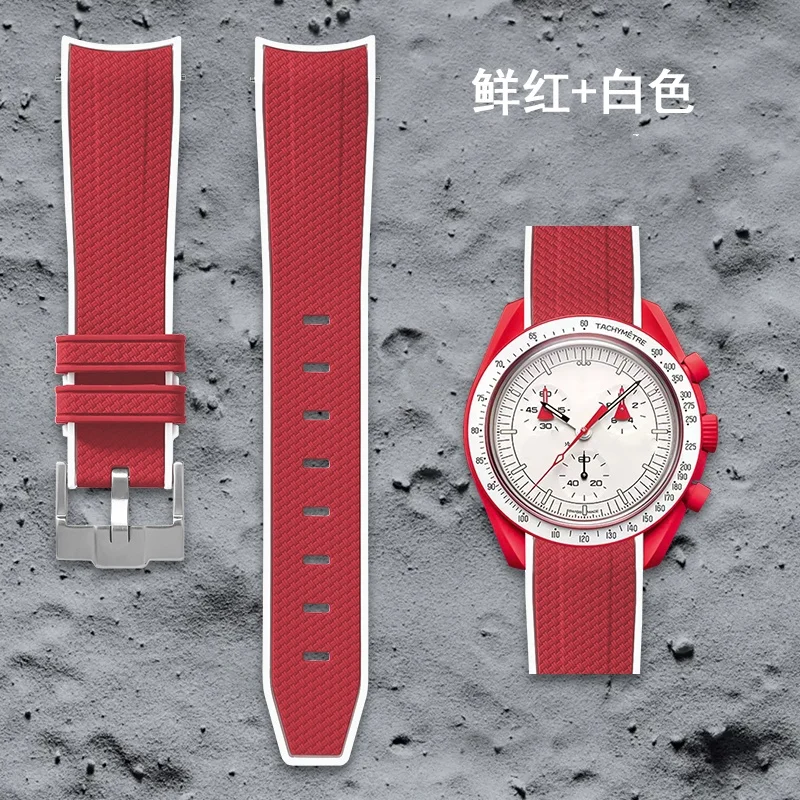 Schnellwechsel-Armband aus Silikon, 20 mm, für Omega, Swatch MoonSwatch, Rolex, gebogenes Taucherarmband, elastisches Gummi-Uhrenarmband. – Detail 1