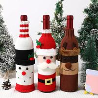 Cute Christmas Wine Bottle Bag Santa Claus Snowman Deer Pattern Xmas Champagne Decoration Festive Holiday Gift Wrap Cover
