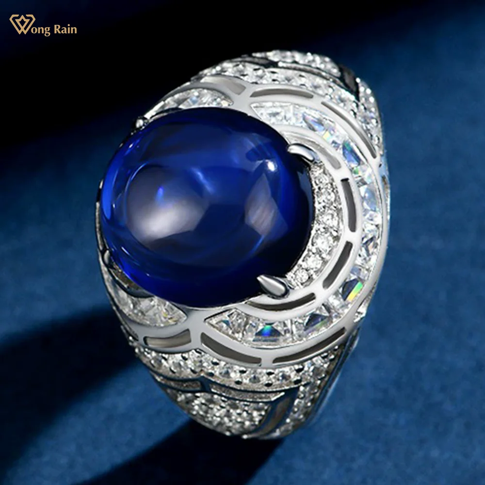 

Wong Rain Luxury 925 Sterling Silver 11 CT Oval Sapphire High Carbon Diamond Gemstone Women Rings Fine Jewelry Anniversary Gifts