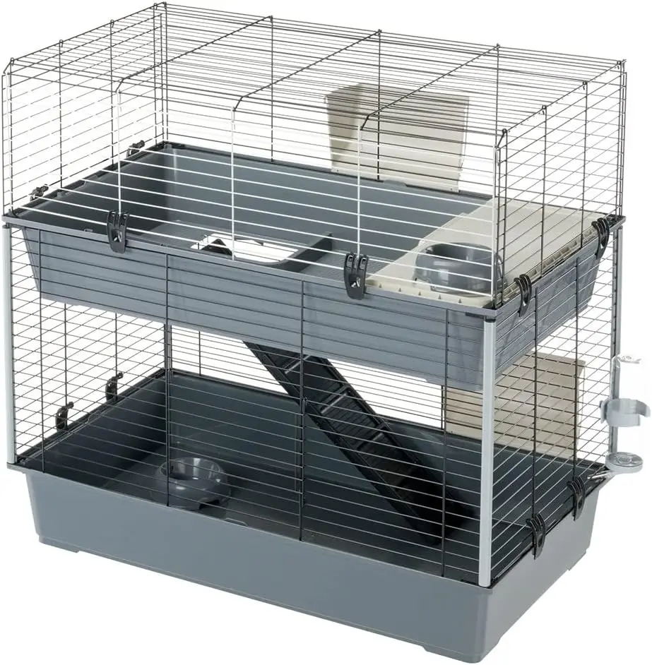 Two Floors Cage for Rabbits The Rabbit 100 Double, A House for Small Animals, Hutch with Accessories Included