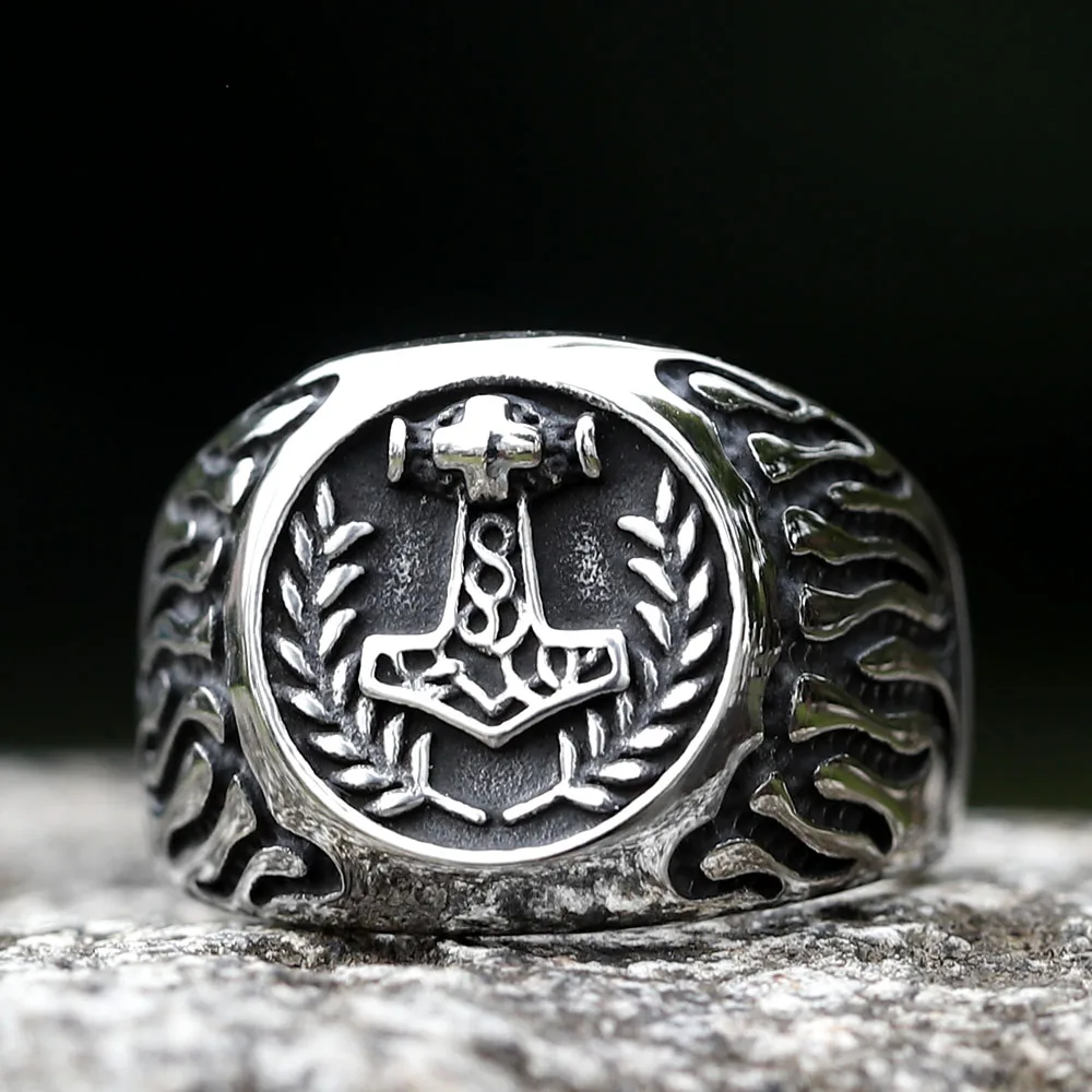 Neue Edelstahl Wikinger Thors Hammer Mjolnir Ring Männer Hochzeit Anels Damen Band Schmuck Geschenk Anel versand kostenfrei