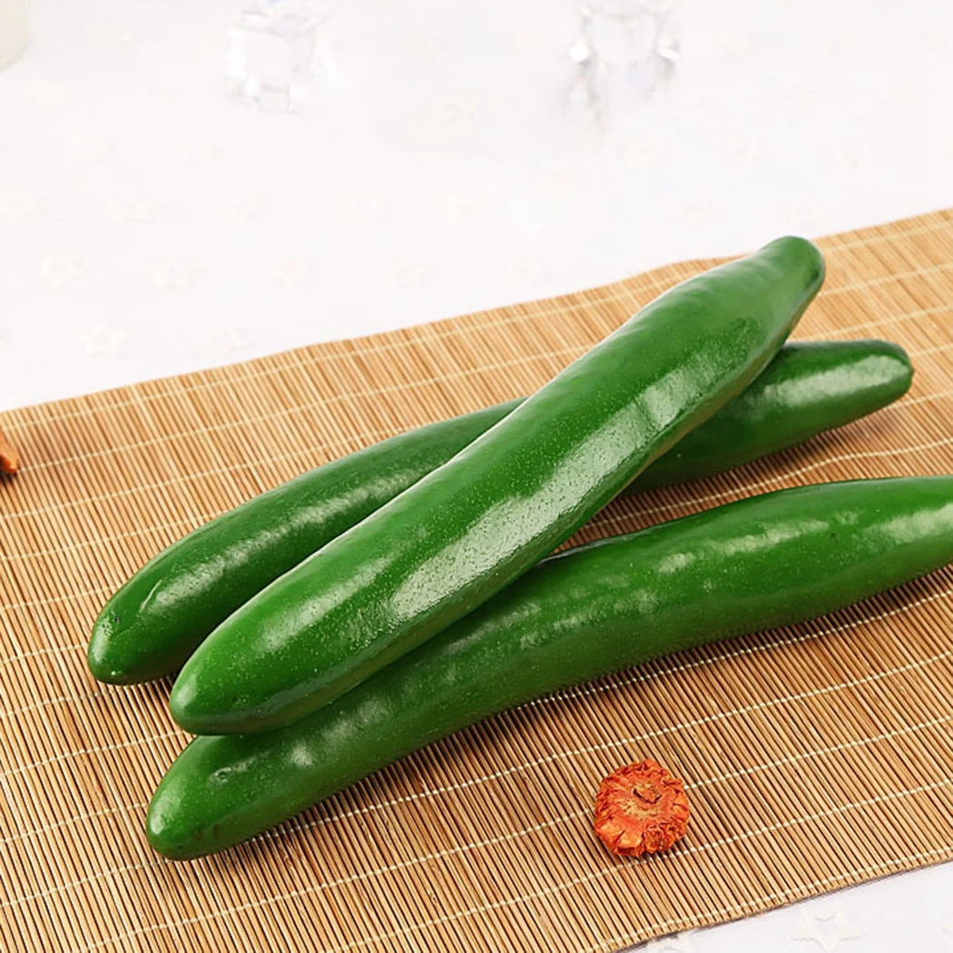 3pcs 24cm Artificial Simulation Cucumber Foam Lifelike Simulation Cucumber Fake Vegetable Props Home Kitchen Decoration Toy