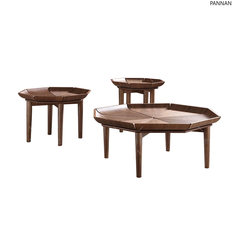 

Black walnut solid wood petal coffee table simple living room home creative designer high and low combination