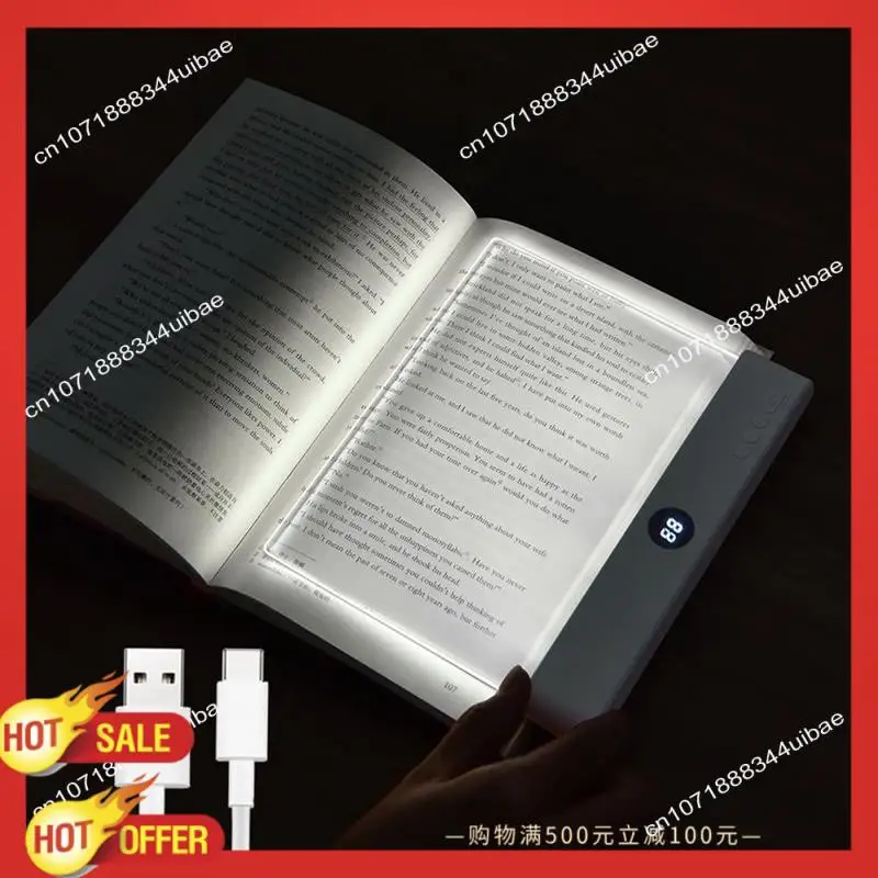 B47C Book Light Dimmable Panel Plate Lamp Forstudying Forreading Inbed At Night Black
