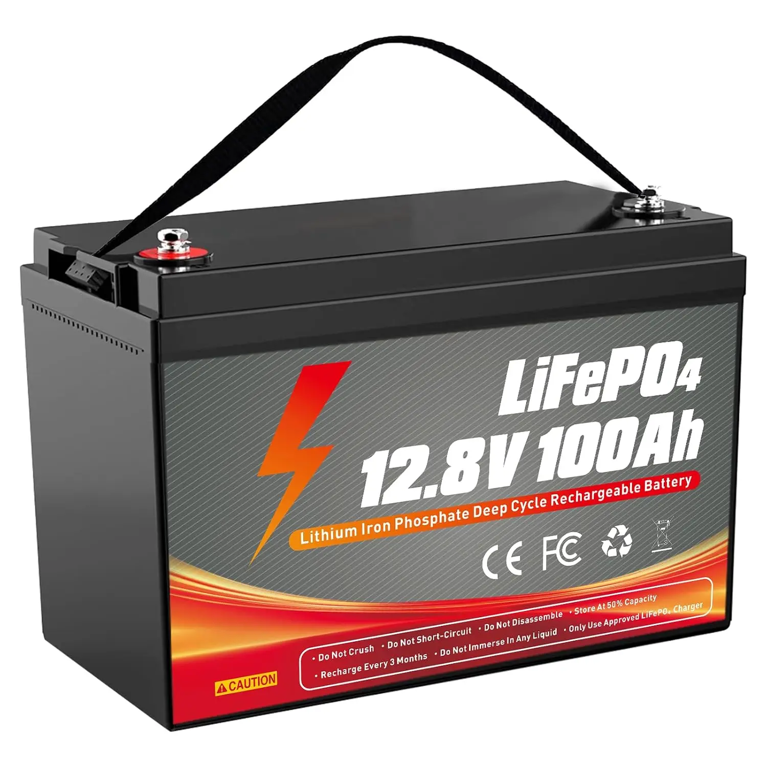 12V 100Ah LiFePO4 Battery with 100A BMS 15000 Deep Cycles Rechargeable Solar Home Energy RV Marine Storage, Customized