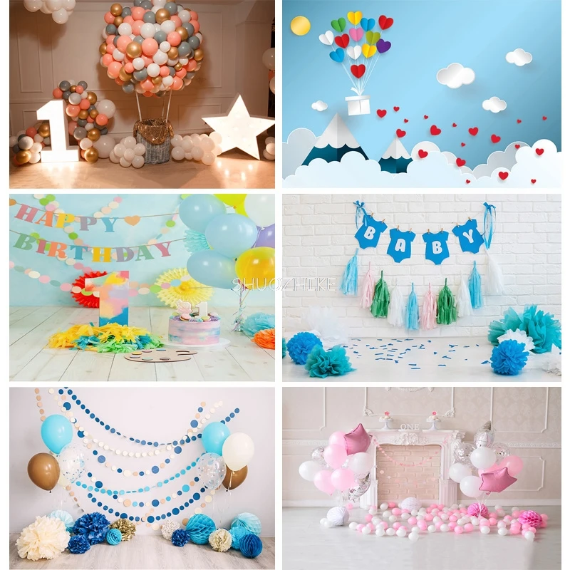 

SHUOZHIKE Birthday Photography Backdrops 1st Baby Shower Newborn Portrait Photo Background Party Studio Photocalls ET-17