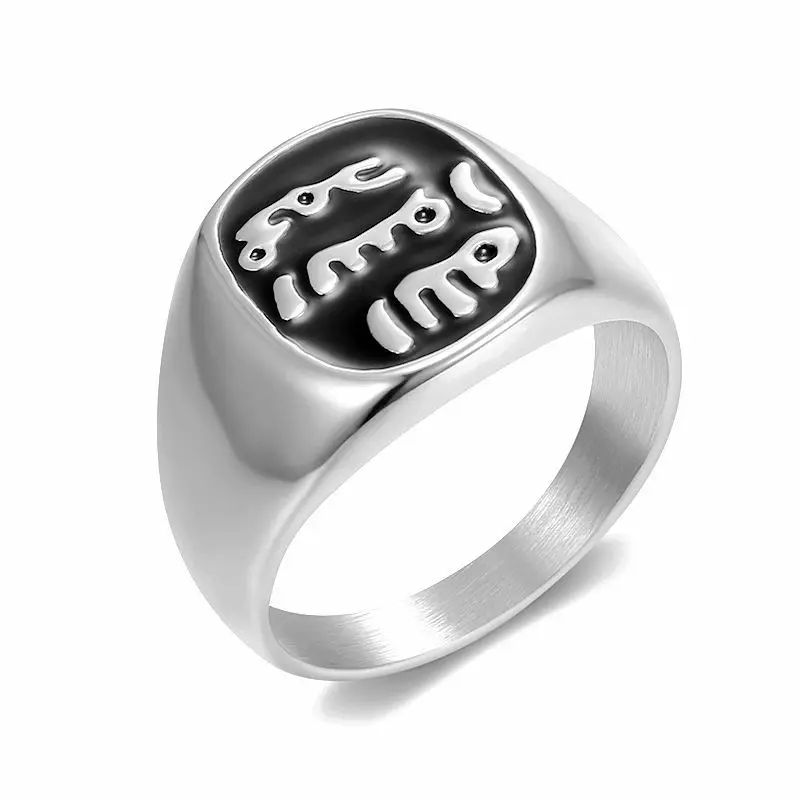 Stainless Steel Titanium Ancient Secret Language Letter Hip Hop Rings for Men Women Couple Friends Gift Fashion Jewelry