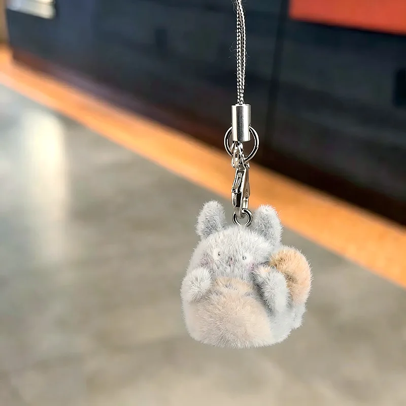 Flocked Small Doll Pendant Keychain Cute Chinchilla Mobile Phone Hanger Decorative Pendant Cartoon Plush Schoolbag Accessory view 3