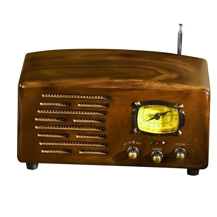 

Hot Sale Oldest Fashionable Type Solid Wood Home Analog Radio With Stereo Speaker USB TF Slot