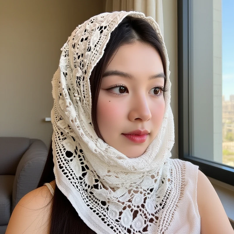 

Summer Lace Bandana Scarf Korean Style Triangle Neckerchief, Boho Waist Belt For Girls, Countryside Photo Shoot Accessories