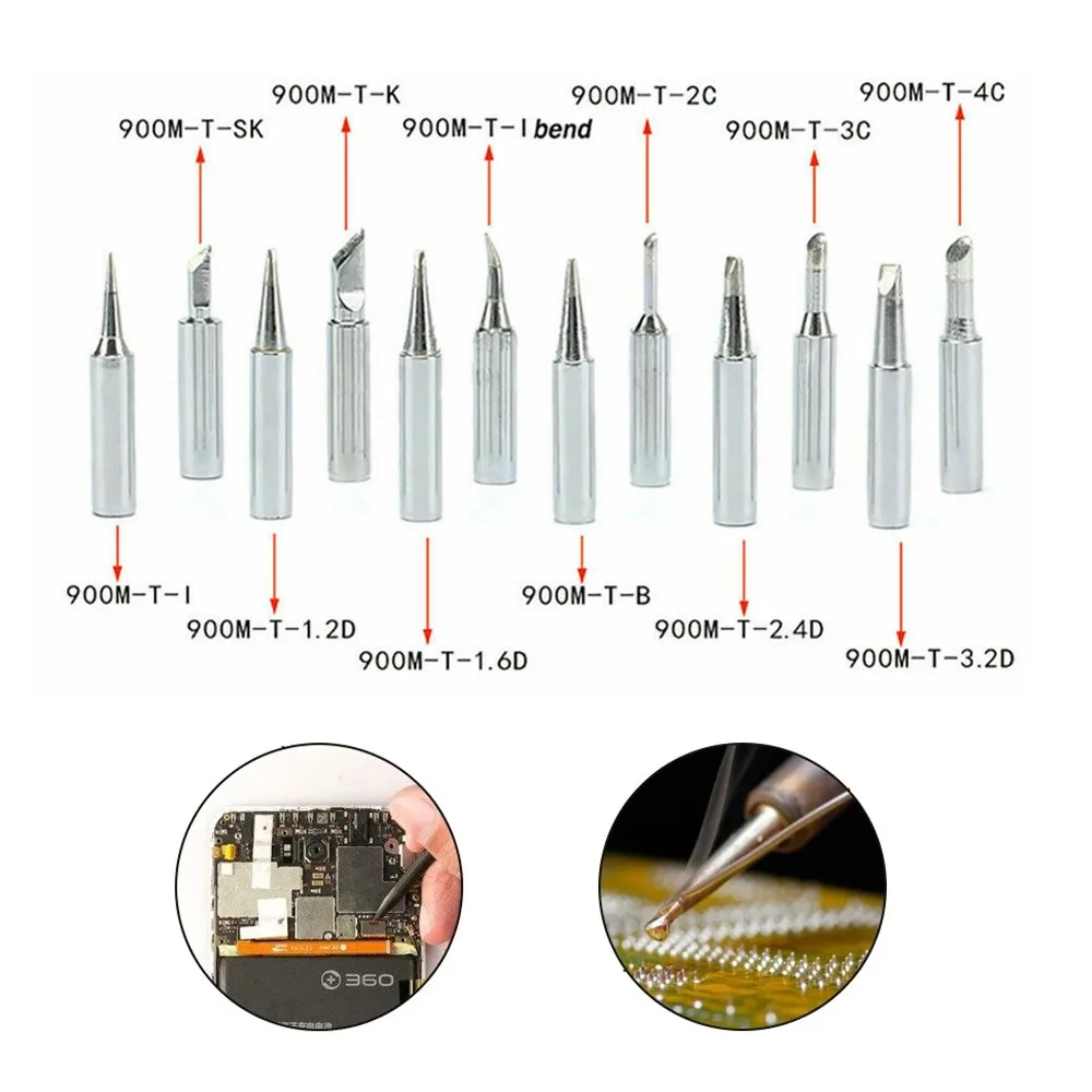 5pcs Copper Soldering Iron Tip 900M-T Welding Tips Soldering Iron Head IS/I/B/K/SK/0.8D/1D/1.6D/2D/2.4D Welding Solder Tools