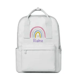 Custom Rainbow Kids backpack with name, Embroidered Initial and Name, Back to school Nursery backpack, Toddler Girls Bag