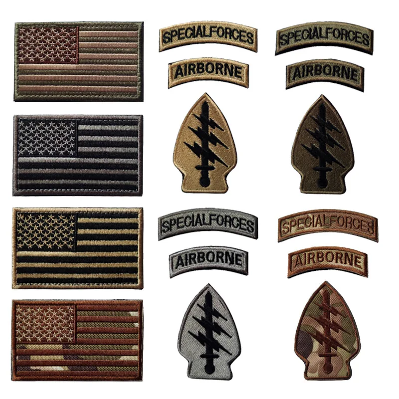 American Flag Lightning Hat Stickers Specialforces Embroidery Patches Airborne Backpack Chapter Armband Military Hook Loop Badge