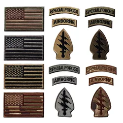 American Flag Lightning Hat Stickers Specialforces Embroidery Patches Airborne Backpack Chapter Armband Military Hook Loop Badge