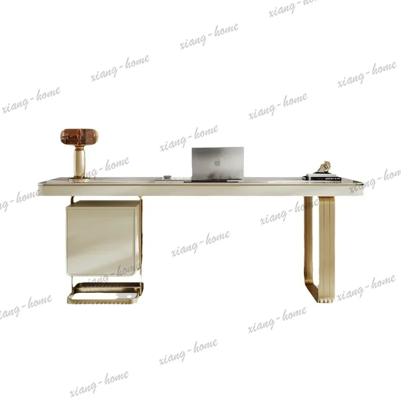 YJ Integrated Writing Office Desks Simple Lacquered Rock Plate Light Luxury Office Desks Study Bedroom Furniture Scrivanie JT40O