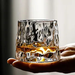 Thickened rotating crystal glass wine glass ins wind Nordic whisky glass creative personality foreign wine tumbler cup