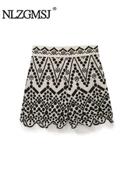 TRAF 2024 Summer Embroidery Shorts Woman High Waist Shorts For Women  Chic And Casual Streetwear Woman Short Pants