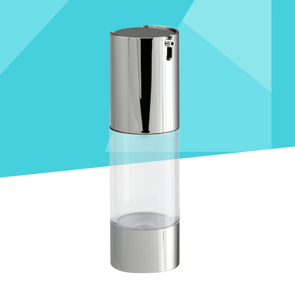 

50Ml Airless Pump Bottle Transparent Silver Container Travel Size Cream Dispenser For Protection