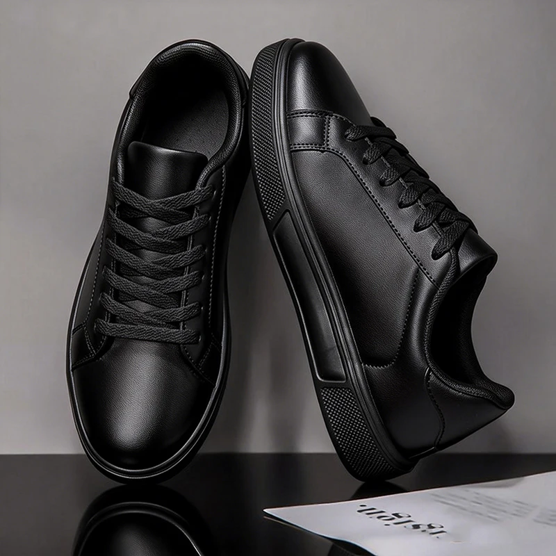 Business Casual Herrenschuhe Weiche Damenschuhe Bequeme lässige PU-Lederschuhe für Herren Herbst Solid White Herren Sneakers