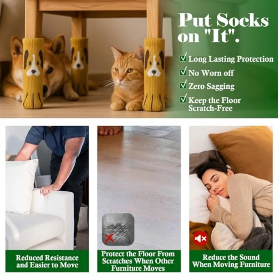 24 قطعة كرسي الكلب لطيف الساق الجوارب. الأثاث الساق الجوارب عدم الانزلاق الحد من الضوضاء كرسي الجدول الساق الجوارب الصلبة حافظات الأرضية ل I #4