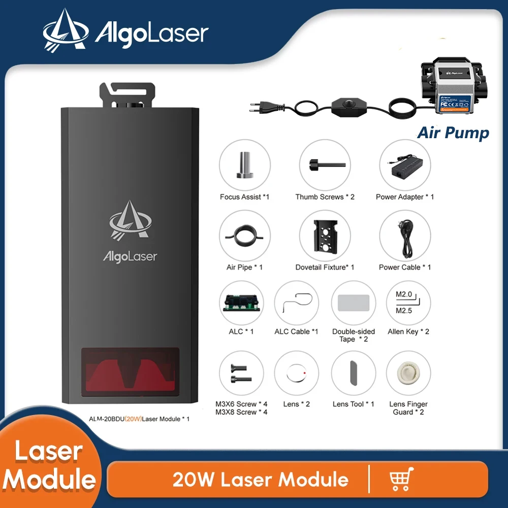 AlgoLaser-Laser de puissance optique 20W, technologie TTL Blue Light pour le calcul de coupe CNC, outils de travail et accessoires