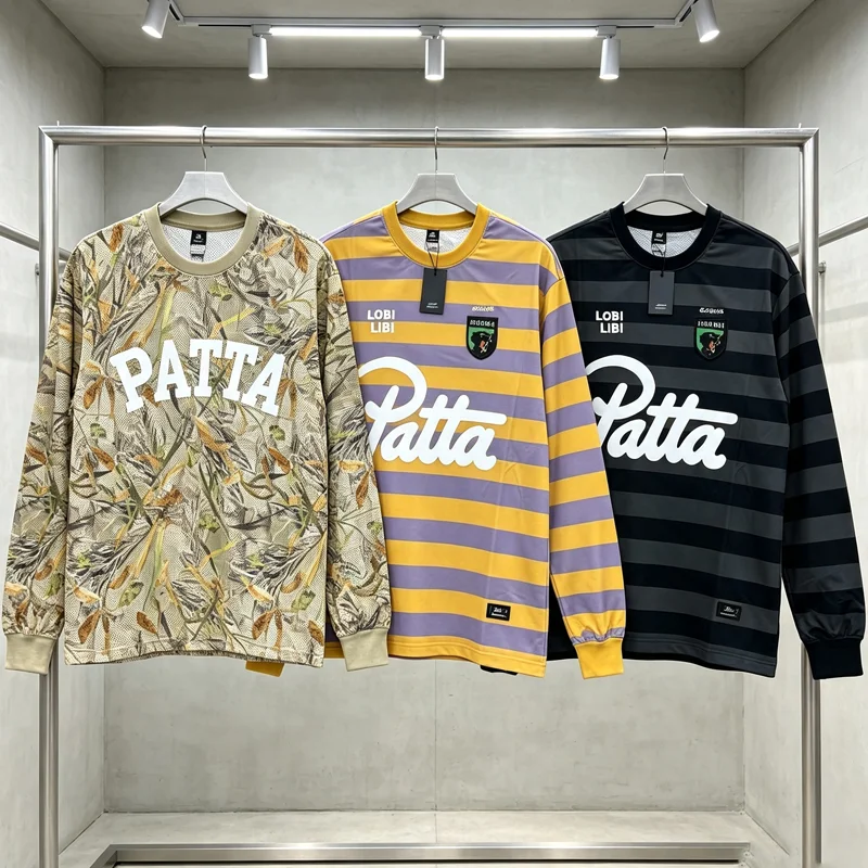 2026 New PATTA Tops Round Neck Loose Fit Casual Breathable T-shirts Fashion Versatile Long Sleeve Stock
