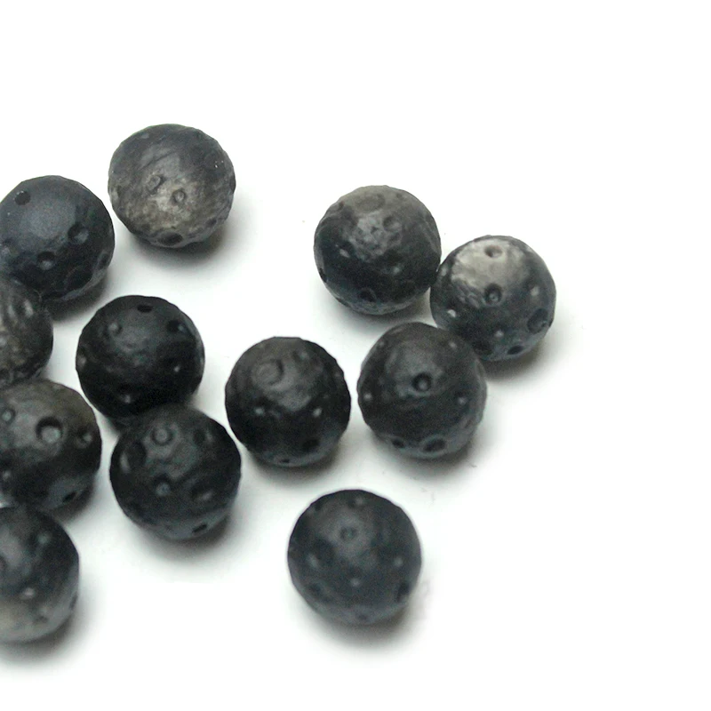 Silver Obsidian Raw Ore Natural Single Loose Beads DIY Handmade Matte Frosted Lunar Meteorite  Separated By Beads