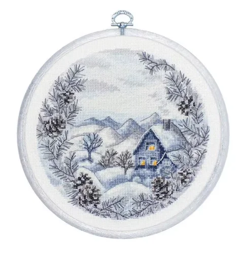 Counted Cross Stitch Kits, Little House in The Forest, The Winter Cabin, The Summer, Snow, Embroidery, Luca-S BC218,  