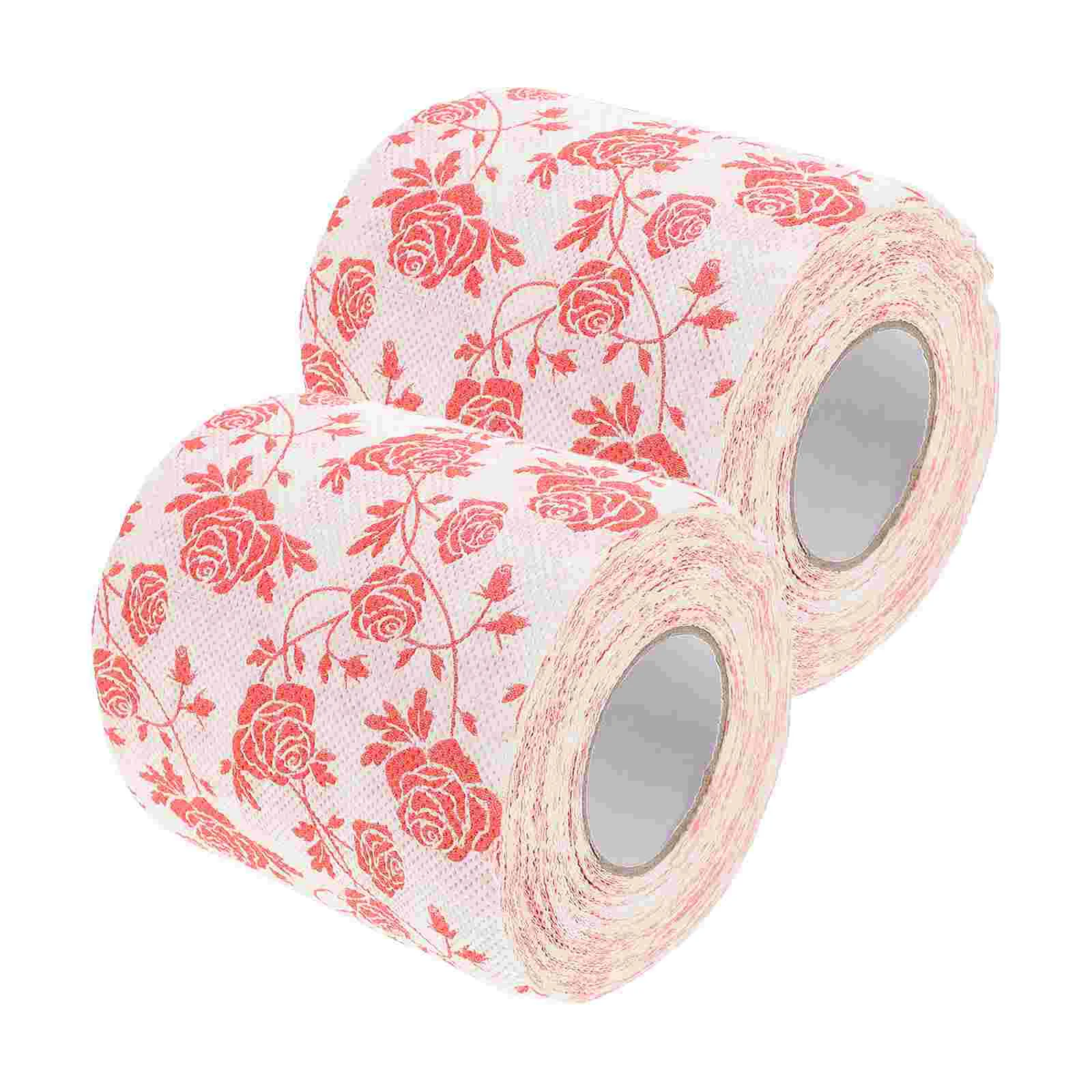 2pcs Hand Towel Napkins Flower Toilet Tissues Bathroom Colorful Toilet Paper Rolls Decorative Toilet Paper for Holiday Bath Even