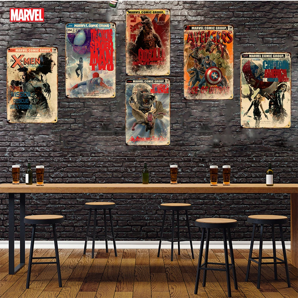 

Marvel Movie Decorative Plaque Vintage Metal Sign Iron Man Captain America Bar Pub Cafe Wall Art Posters Board Modern Home Decor