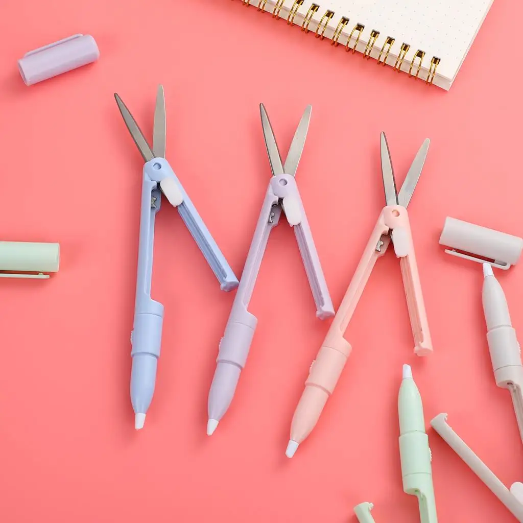 Multifunctional folding scissors 2-in-1, student creative art cutting tool, school office supplies