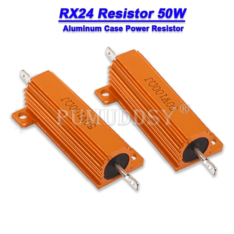 50W 100W Aluminum Power Metal Shell Case Wirewound Resistor 0.01R ~ 100K 1 6 8 10 20 200 500 1K 10K Ohm Resistance RX24 hjxrhgal