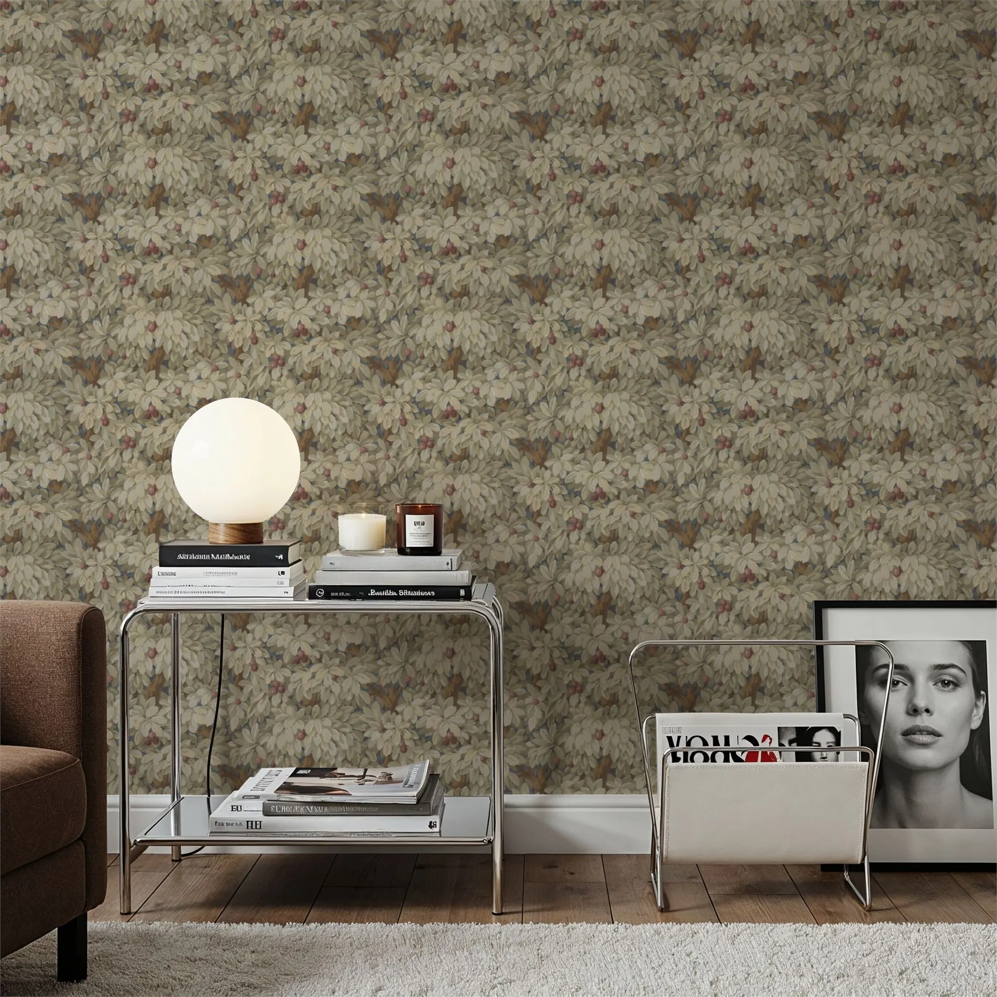 Fruit Tree Bower Beige Neutral Wallpaper Custom Wall Mural for Bedroom