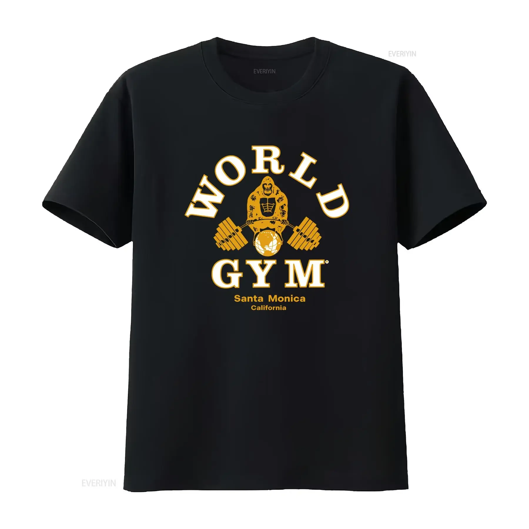 Maglietta Uomo Vintage World Gym Santa Monica Muscle Beach Logo Classico 1979 Abbigliamento Bodybuilding T Shirt Pesante