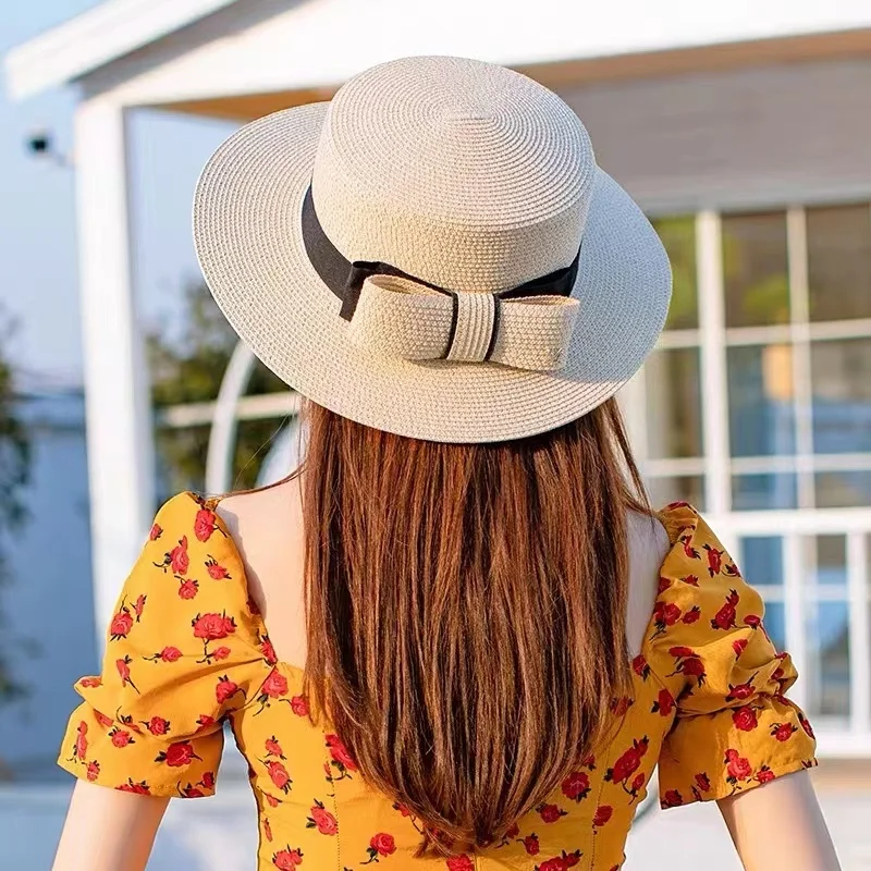 Summer hats for women fashion Beach Hat Flat brim side Female Casual Panama Hat Lady Classic gorros visor Straw hat Women Fedora