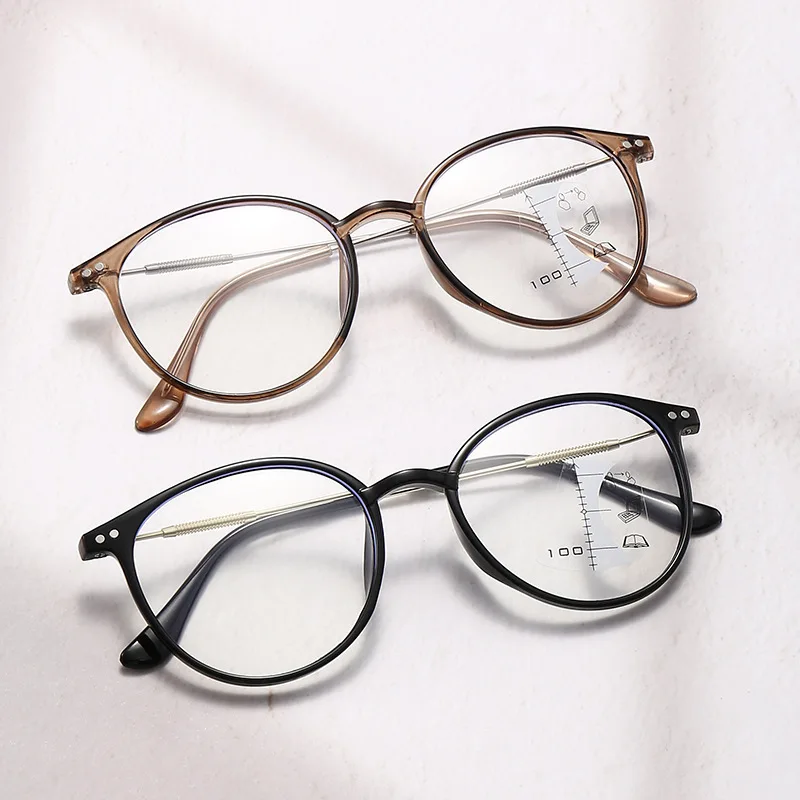 Female Round Near Far Multifocal Glasses Ultralight Reading Glasses Diopters for Men Women Unisex Fashion New Presbyopia Eyewear