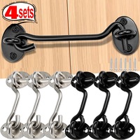 Stainless Steel Heavy Duty Latch Lock with Screws Barn Door Easy Locks Gate Latch Window Wind Hook Door Hasps for Door Hardware