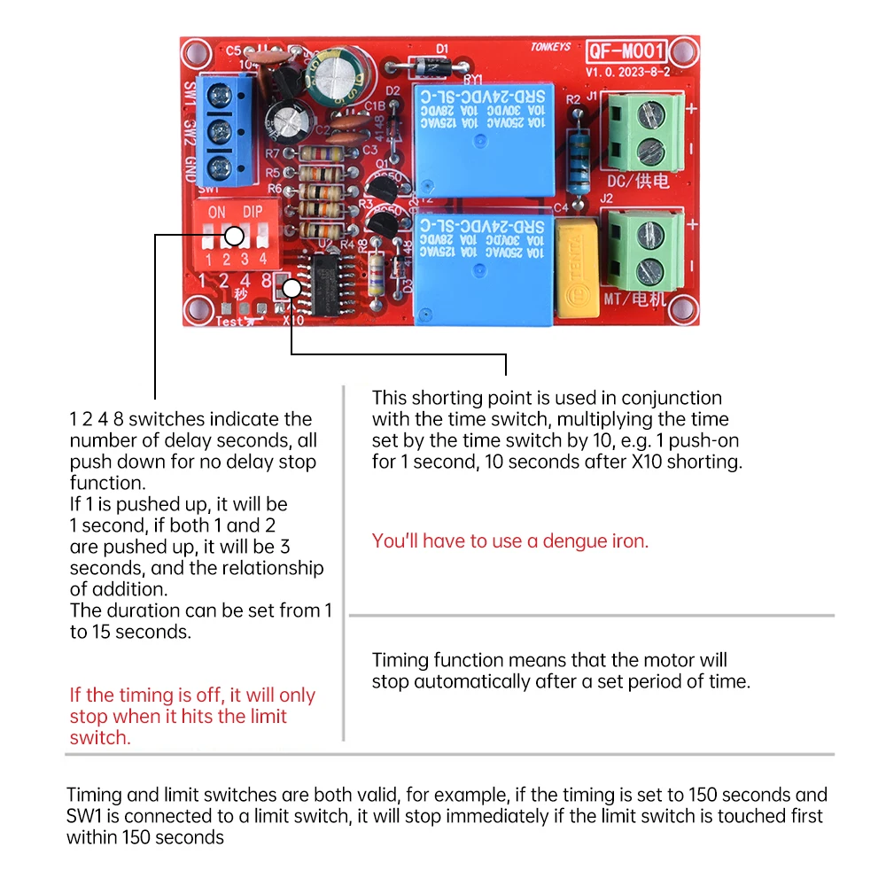 Módulo de relé de avance y retroceso de Motor de CC, 5V, 12V, 24V, 10A, Control de fuente de alimentación, placa de salida activa Flip-flop para válvula