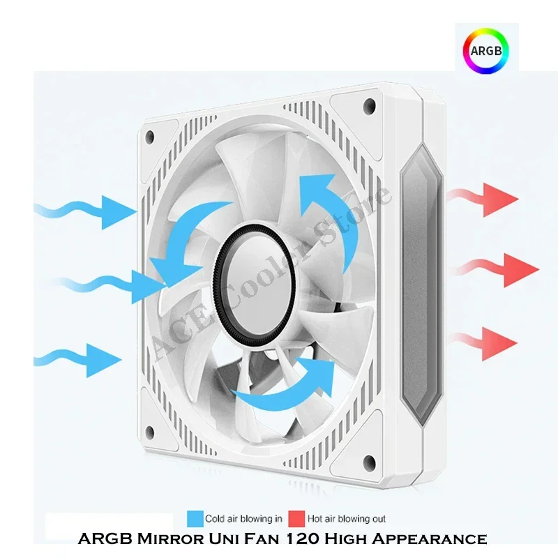 

120-миллиметровый вентилятор Infinite Mirror Uni ARGB, PWM, бесшумный и высокий CFM-беспроводной вентилятор для корпуса компьютера, не Lian Li Fan