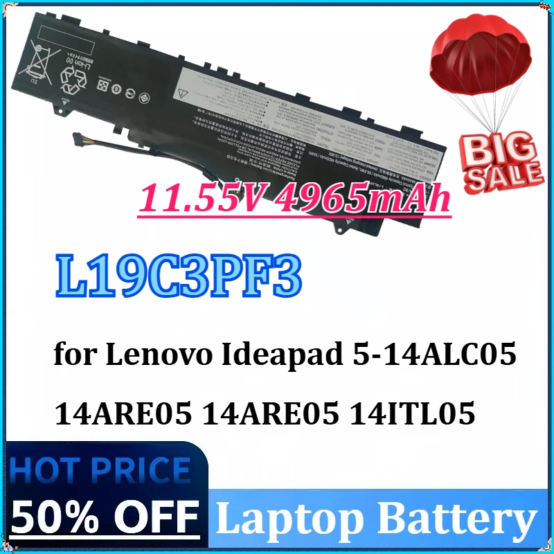 

11.55V 4965mAh L19C3PF3 L19L3PF7 Laptop Battery for Lenovo Ideapad 5-14ALC05 14ARE05 14ARE05 14ITL05 Series L19M3PF4 5B10W86939