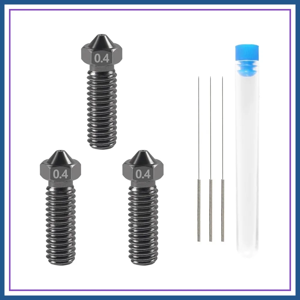 

0.4mm Hardened Steel Nozzles for Volcano & 0.35mm Cleaning Needles for Anycubic Vyper, Kobra, 1.75mm Filament 3D Printer