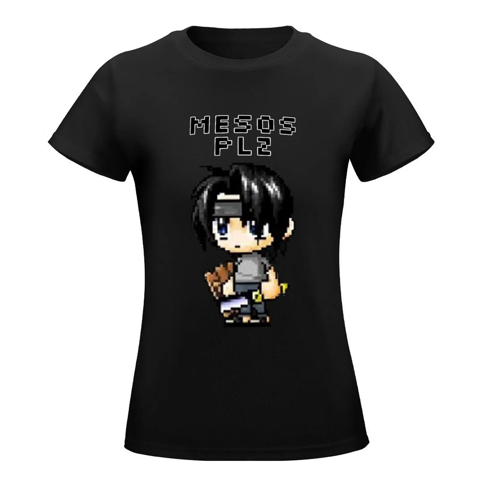 Mesos Plz MapleStory Noob Meme (Transparent) T-Shirt korean fashion Blouse Women's cotton t-shirt