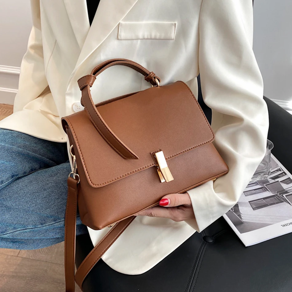 Fashion Simply PU Leather Crossbody Bag for Women 2022 Solid Color Shoulder Messenger Bag Lady Travel Small Handbag Purses Sac