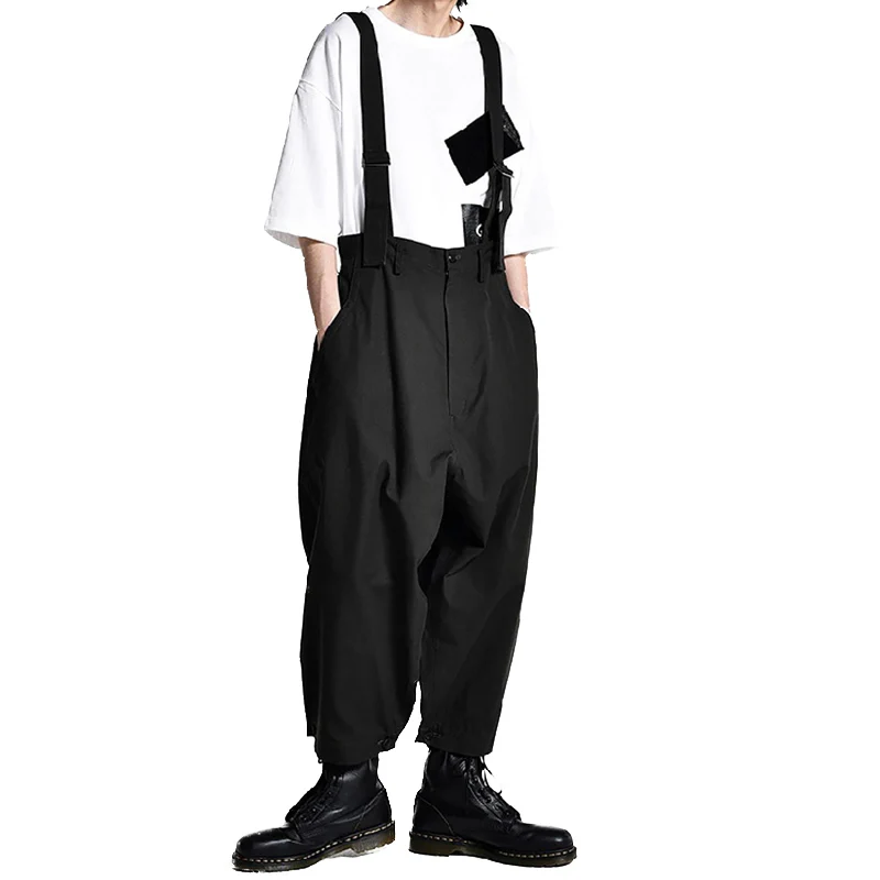 

Spring New Black Nine-point Trousers Men Overalls Loose Harem Pants Autumn Wild Yamamoto Male Wind Korean Bib Pants Hombre