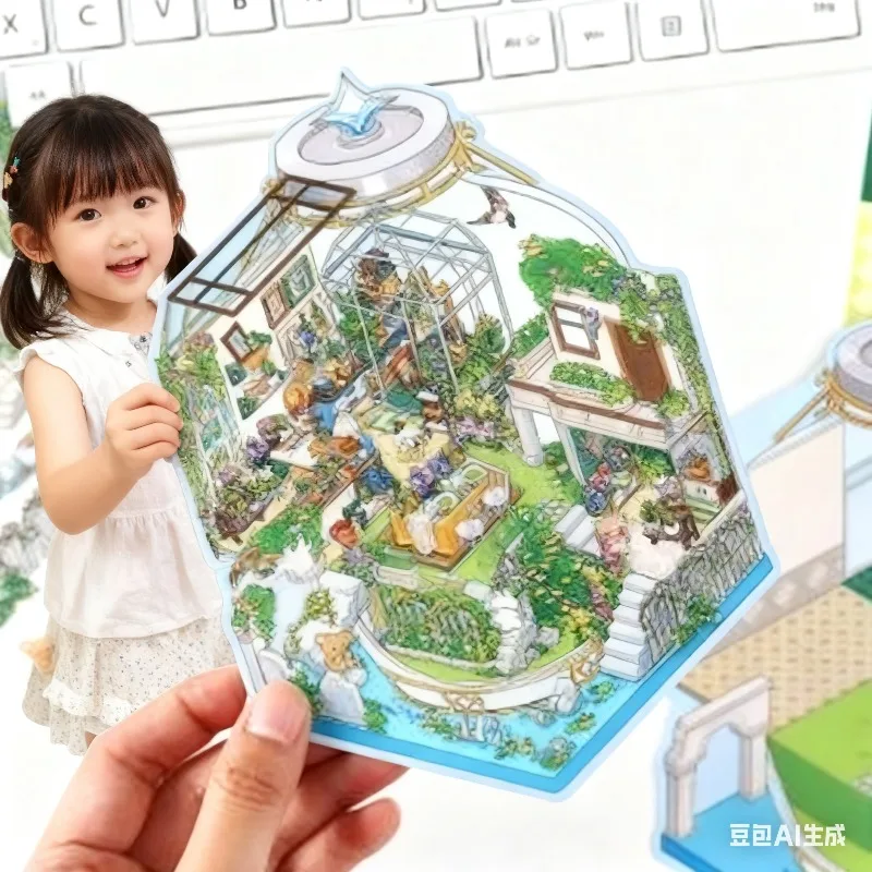 3D Layered Landscape Stickers Bear Puppy House Series for Kids Room Decor DIY Creative Play Classic Toys Sticker Game