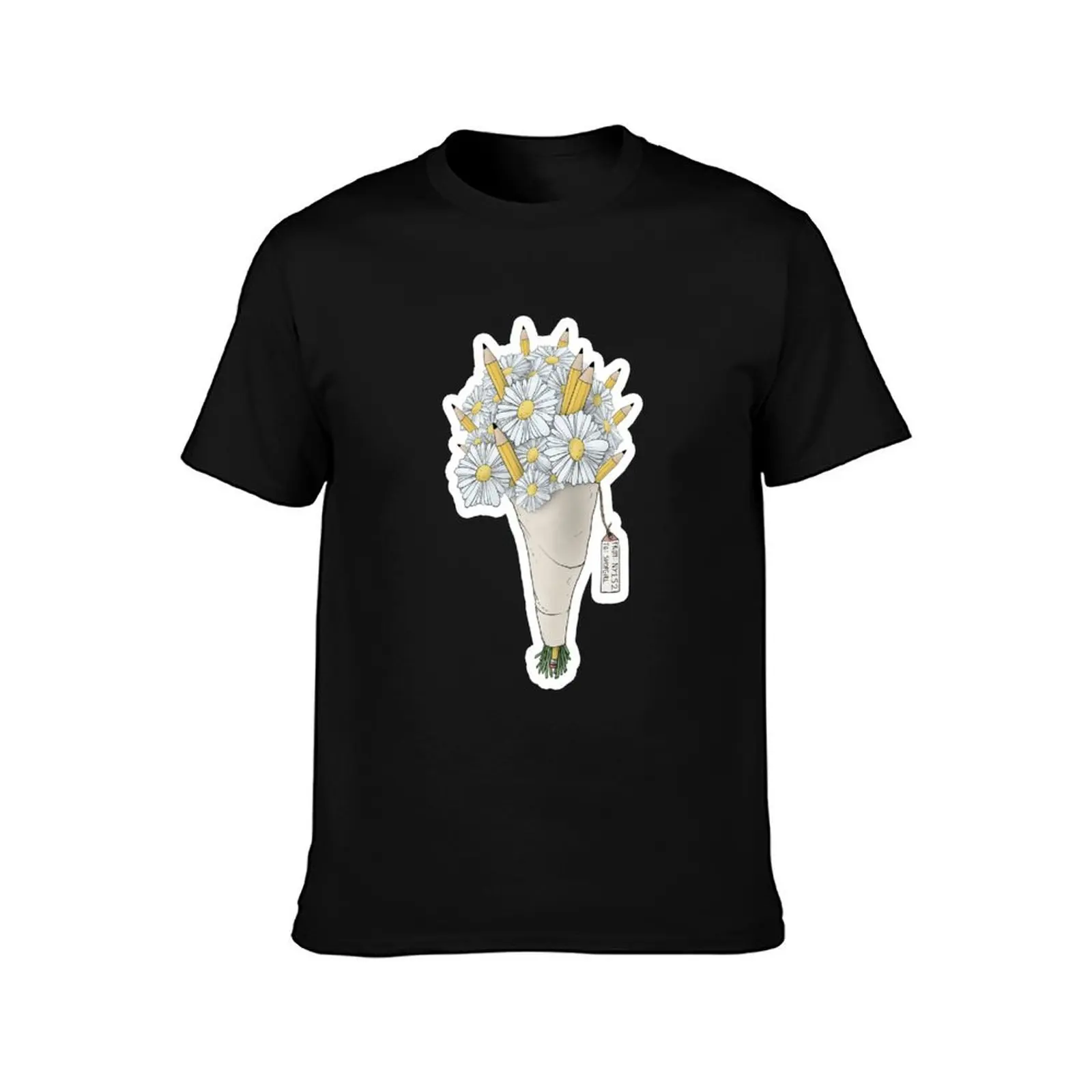 Bouqette of sharpened pencils T-Shirt Summer Casual Cotton Tee Oversized Streetwear Tops Vintage Graphic Print 100% Cotton