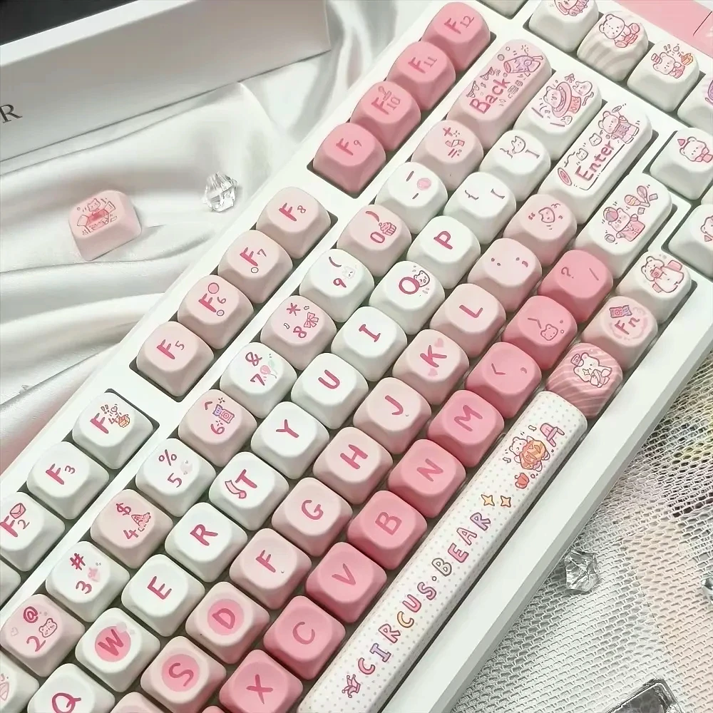 

Bear Circus Theme Cute Girls Keycaps QX3 Height 130 Keys for 60/80/87/98/104/108 Mechanical Keyboards