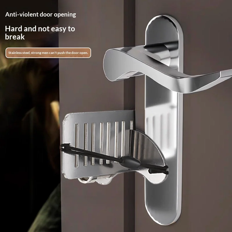 Stainless Steel Door Stop Lock Anti Theft Door Blocker Travel Hotel Safety Door Security Locker Anti Prying Door Stopper view 3